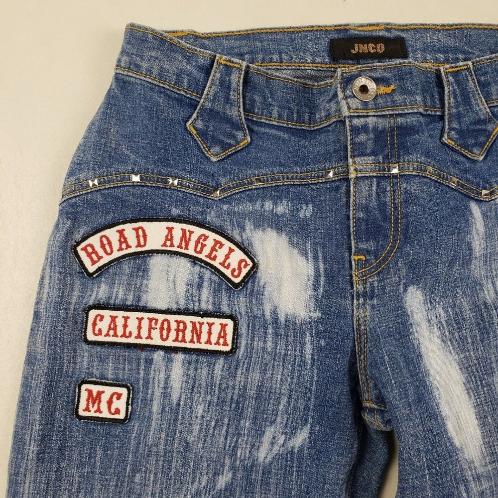 JNCO - Y2K RARE Flare Jeans California Road Angel Patch Embroidered - Picture 5 of 12